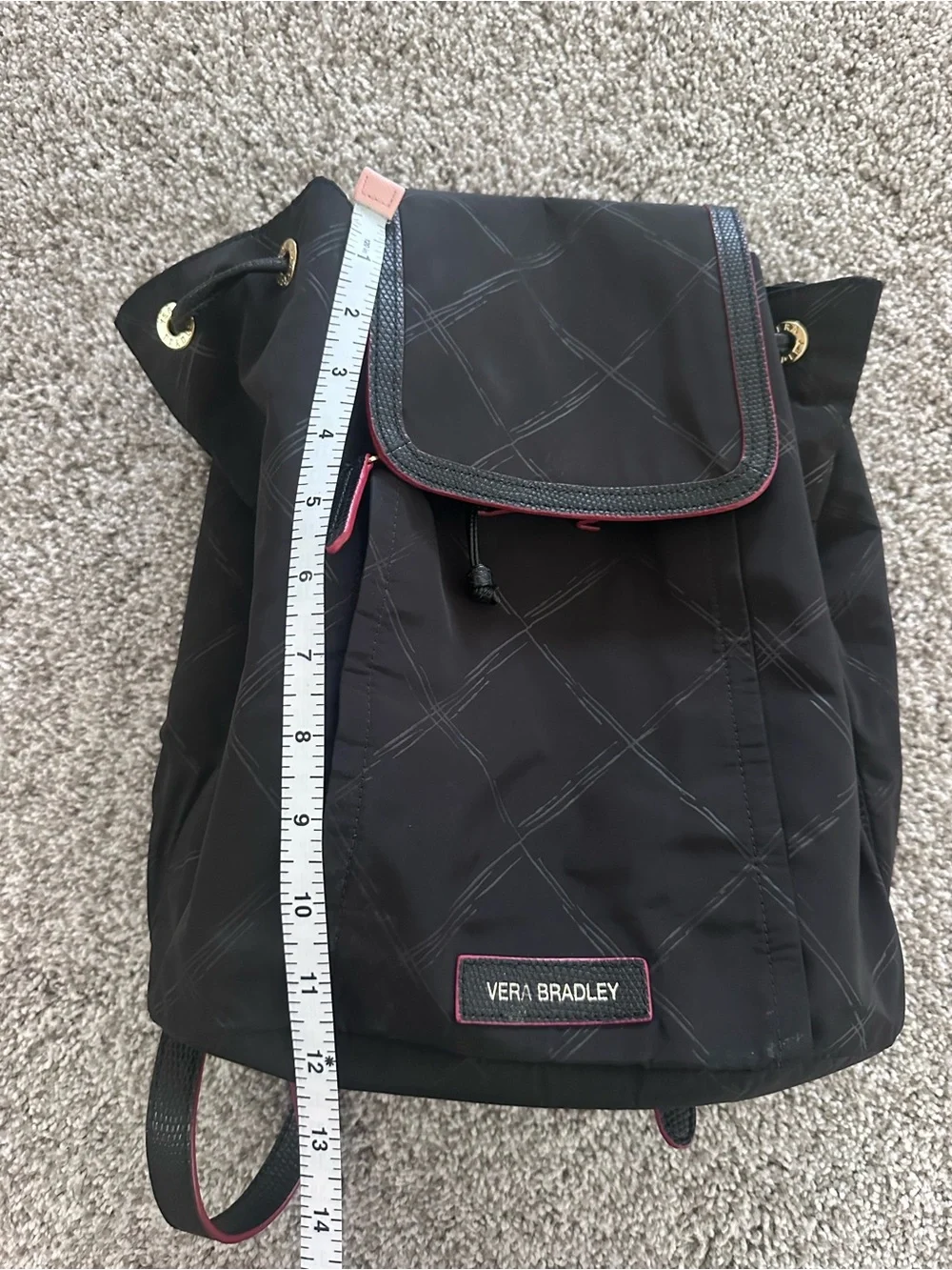 Vera Bradley Black Backpack Red Trim Travel School Bag